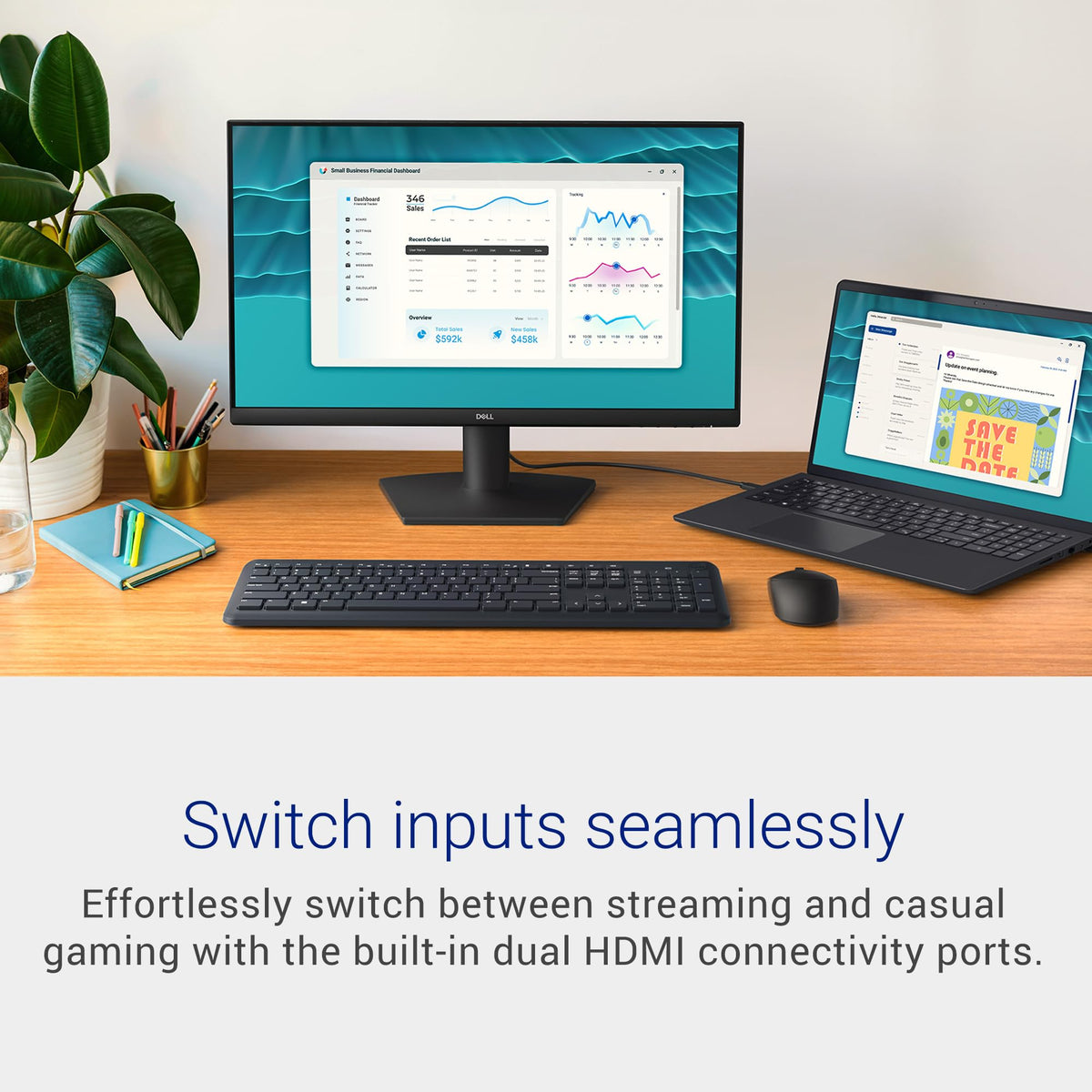 Dell 27 Monitor - SE2726H - 27-inch FHD (1920x1080) 144Hz 1ms Display, in-Plane Switching (IPS) Technology, AMD FreeSync™, TÜV 3-Star 2X HDMI, Tilt