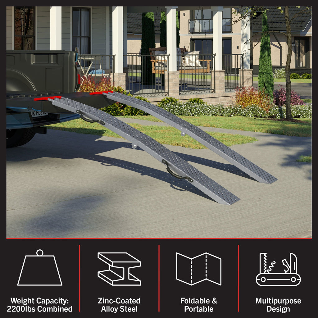 Stalwart Set of Two 69-Inch Foldable Loading Ramps with 2200lb Capacity