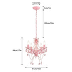 Small Pink Chandelier, 4-Light Acrylic Crystal Ceiling Lights for Girls Bedroom, Nursery, Playroom