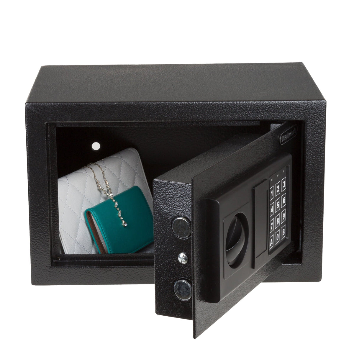 Stalwart Fire Resistant Steel Digital Safe Box with Keypad, Anti-theft Alarm and Manual Override Keys, Black