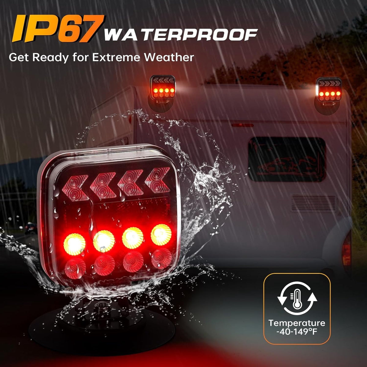 West Bay Magnetic Wireless Trailer Lights, 2 Pack Tow Light with Reflectors, Rechargeable Adjustable Tail Light Kit for Trucks, Boats, RVs, Campers