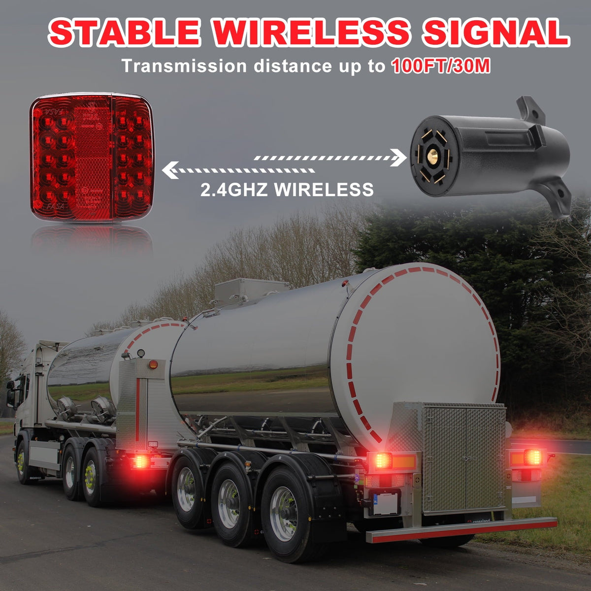 Wireless Trailer Lights, Magnetic Trailer Light For Towing, Portable Rechargeable LED Tow Lights Kit For Trucks, Boat, RV