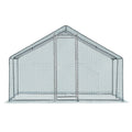 10 x 10 ft Metal Chicken Coop Walk-In Poultry Cage With Waterproof Cover