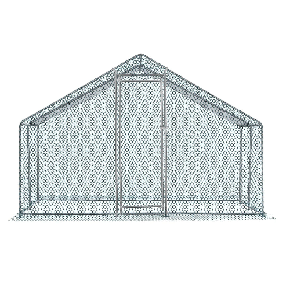 10 x 10 ft Metal Chicken Coop Walk-In Poultry Cage With Waterproof Cover