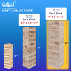Fugocen Giant Tumble Tower Game for Kids Adults Family Large Tumbling Tower 54pcs