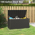 Bifanuo 100 Gallon Lockable Deck Box - Outdoor Patio Storage - Black