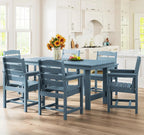SERWALL 7-Piece HDPE Patio Dining Set, Aruba, 66.9in D x 32.2in W x 29.1in H