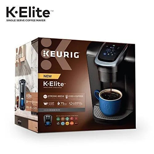 Keurig Single Serve K-Cup Pod Coffee Maker With Iced Coffee Capability, Brushed Slate - K-Elite