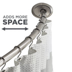 Better Homes & Gardens Dual Mount No Rust 50” to 72” Adjustable Curved Shower Curtain Rod, Nickel