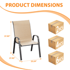 ELPOSUN Patio Chairs Set of 4, Outdoor Stackable Dining Chairs for All Weather, Breathable Garden Outdoor Furniture for Backyard Deck,Khaki