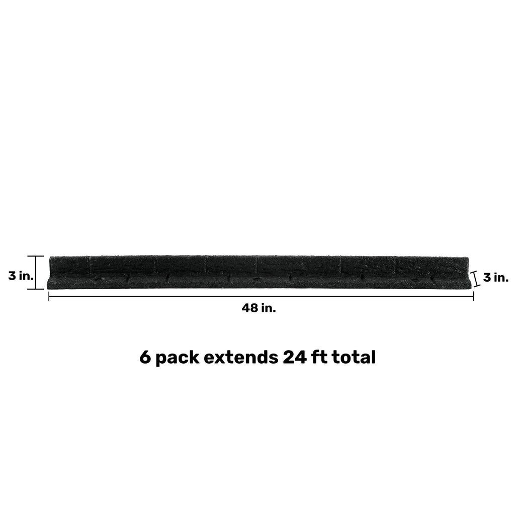 GroundSmart Roman Brick Landscape Edging, 4' Black Rubber Garden Edging Border, 6 pack