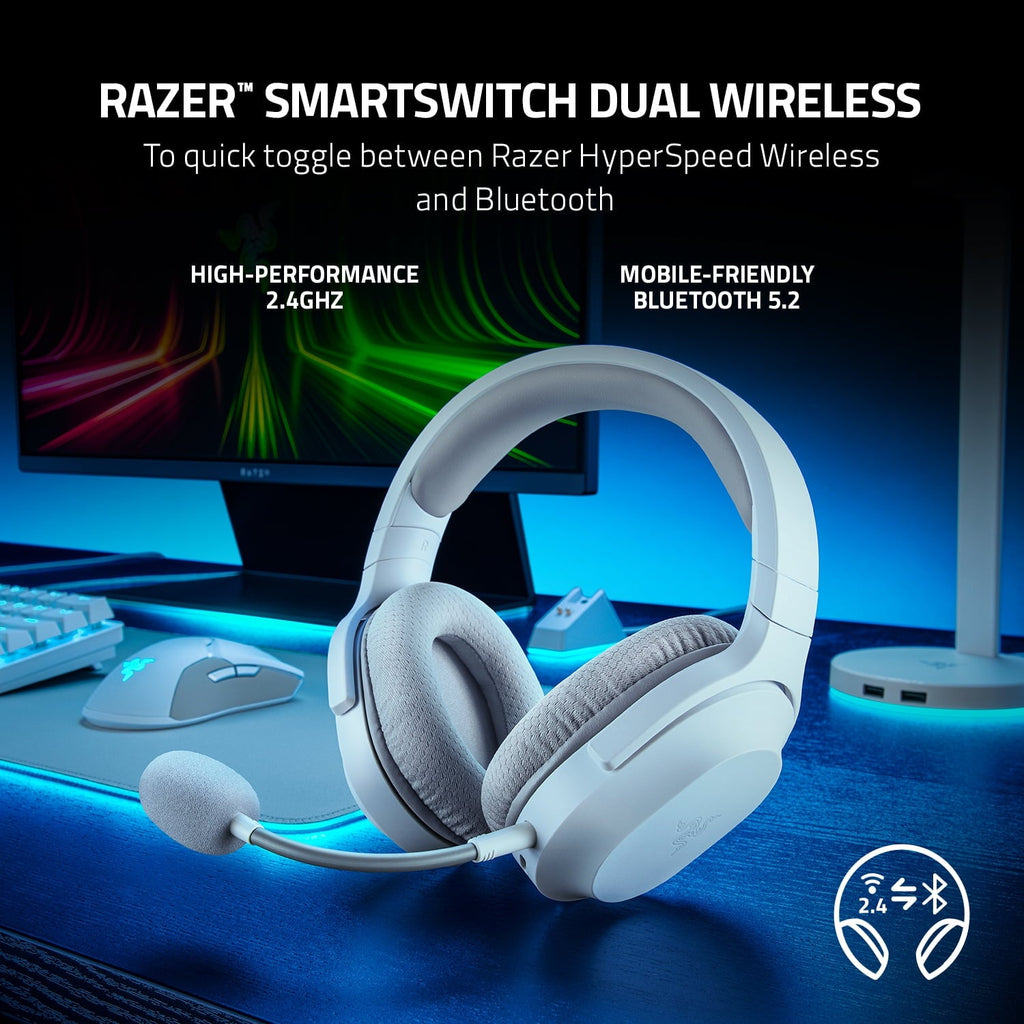 RAZER BARRACUDA X (2022) - 2.4GHz Wireless/BT Headset, Multi-Platform Gaming and Mobile - Mercury (White)