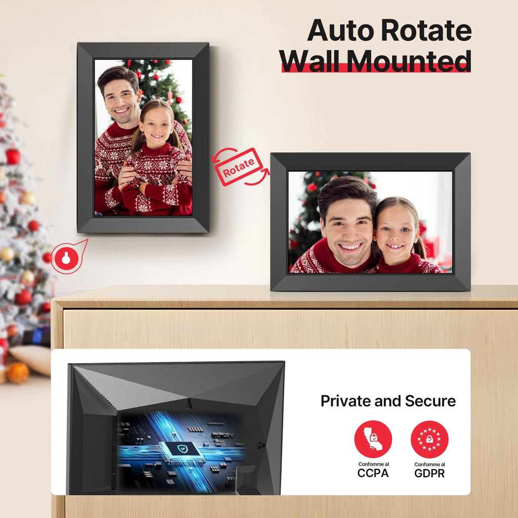 Frameo WiFi Digital Picture Frame, TEMASH 10.1" Digital Photo Frame 32G Memory with 1280*800 IPS Touchscreen, Auto Rotate, Gift for a Loved One!