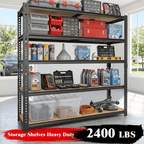 UBERLYFE Heavy Duty Garage Shelves, 2400 lbs Capacity 5-Tier Metal Storage Shelves, 60”H Adjustable Shelving Unit, Narrow Garage Storage Rack