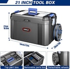 AIRAJ 3-in-1 Rolling Tool Box with Wheels Stackable Tool Chest Tool Storage Organizer Removable Trays 17 in 19 in 21 in Garage Workshop