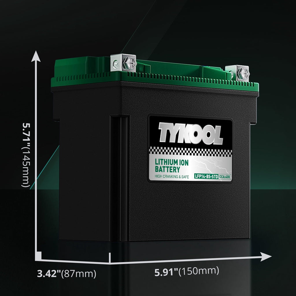 YTX14-BS 400CCA 12V 7AH Lithium Powersports Battery,Motorcycle Battery,Starting Battery for ATV,UTV,Scooter,Snowmobile,Jet Ski