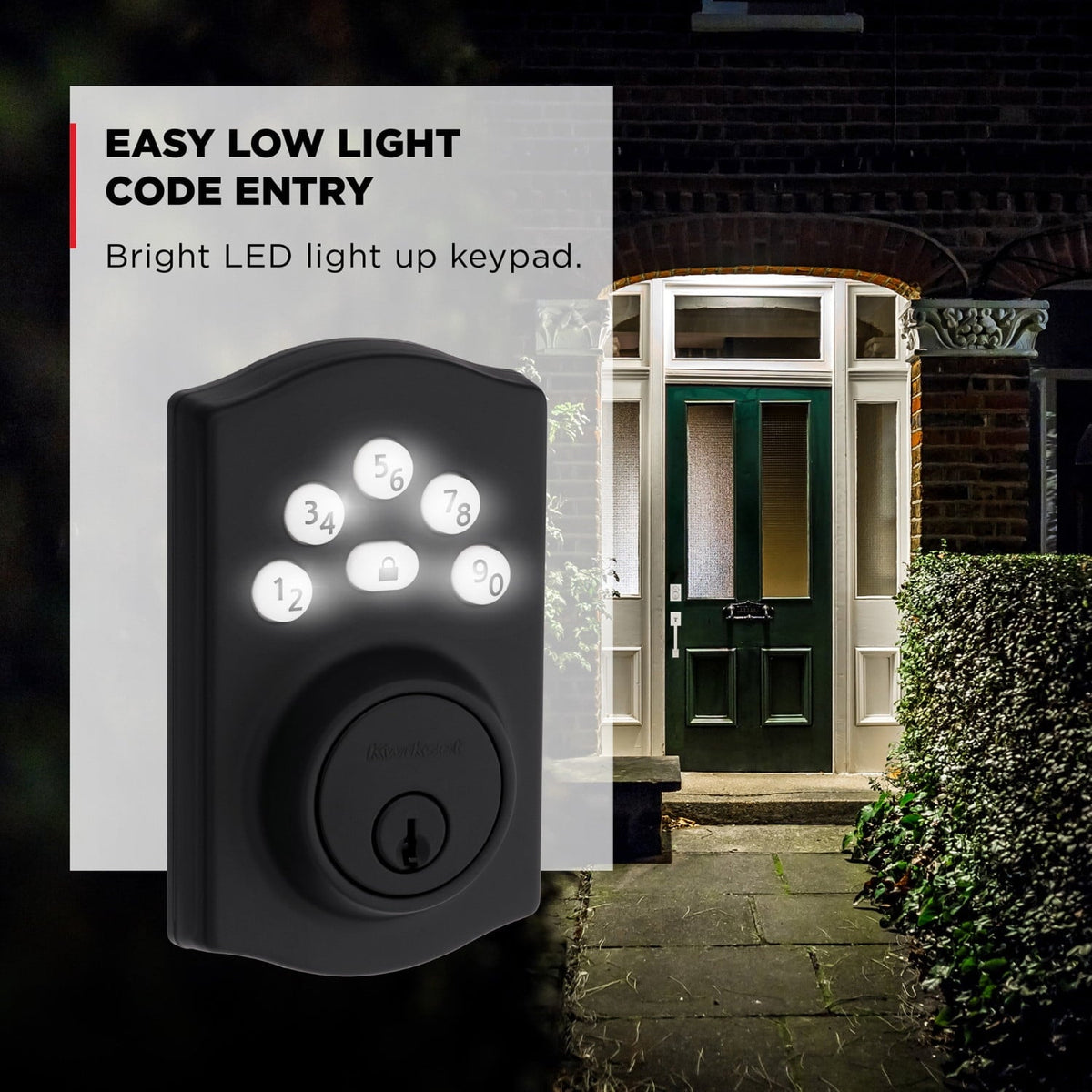 Kwikset Powerbolt 240 Matte Black 5-Button Keypad Traditional Electronic Deadbolt Door Lock