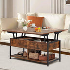 MONVANE Lift Top Coffee Table With Storage, 40 in, Rustic Brown