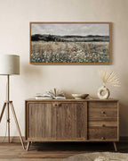 Drsoum 20x40in Natural Framed Vintage Landscape Large Canvas Wall Art Prairie in Full Bloom Classic Wall Prints Modern Farmhouse Dining Rooms Bedroom