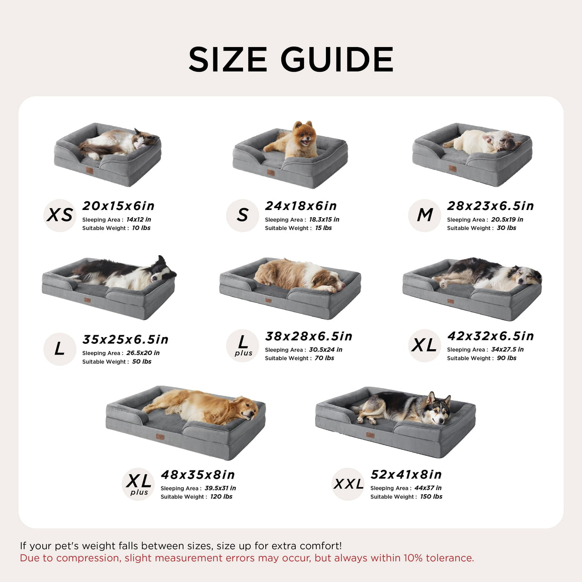 U by Bedsure Orthopedic Dog Bed for Large Dogs with Waterproof Washable Cover, Egg Crate Foam Dog Couch, Bolster Sides, Non-Skid, Gray, 35"