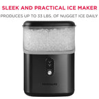 Frigidaire 33 lbs. Countertop Nugget Ice Maker, Self-Cleaning Ice Machine with Touch Controls, Black Stainless Steel