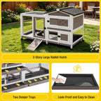 Aivituvin Rabbit Hutch Bunny Cage Outdoor & Indoor with Wheels, Two Layer Guinea Pig House with Pull Out Tray, Chew-Proof Ramp, Waterproof Roof