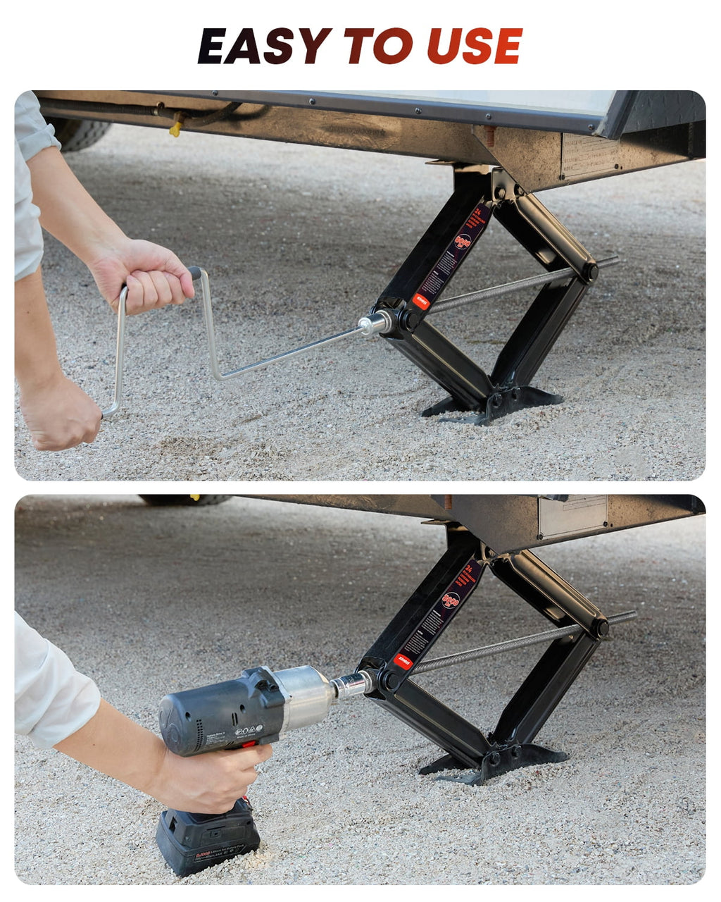 Kohree 24" 8000lbs RV Trailer Stabilizer Leveling Scissor Jacks with Crank Handle and Drill Bit,Set 2