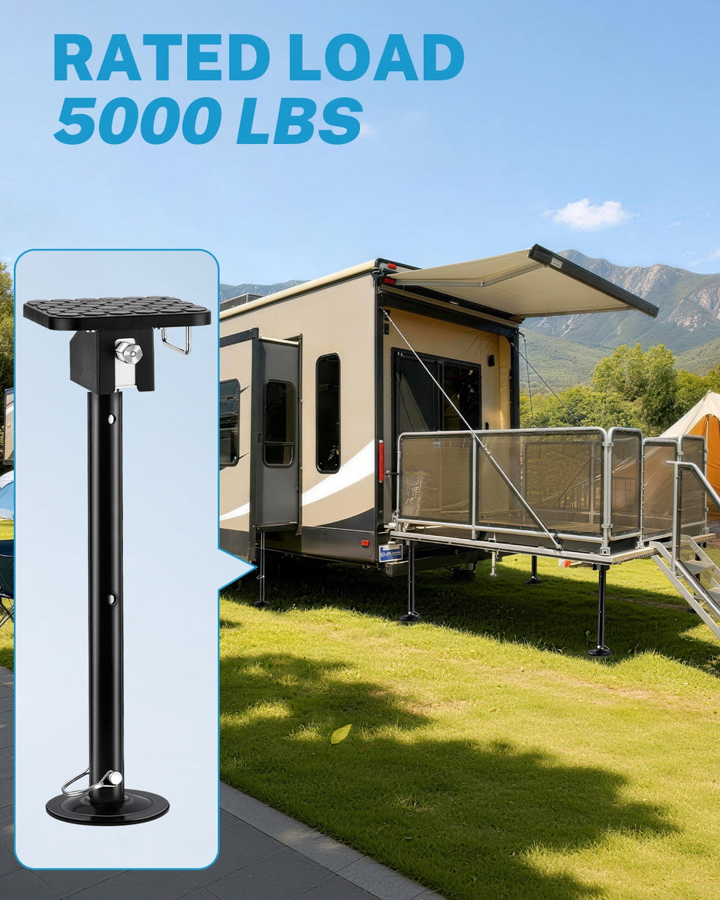 Kohree 4 Pack RV Slide Out Support Jacks with a Flat Top Support Block,Total up to 20,000lb Adjust from 20"-49",Heavy Duty Stabilizer Jacks for