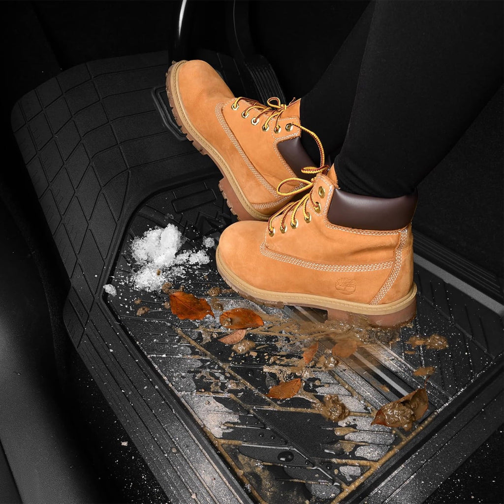 CAR GRAND Heavy Duty Rubber Car Floor Mats, Deep Dish Waterproof Car Mats All Weather, Universal Trim-to Fit Automotive Floor Mats for Car SUV Truck