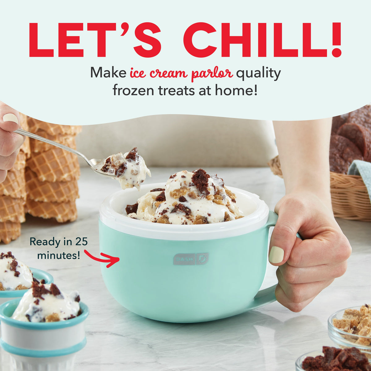 Dash My Mug Ice Cream Maker Personal Size 1 Cup Soft Serve Aqua
