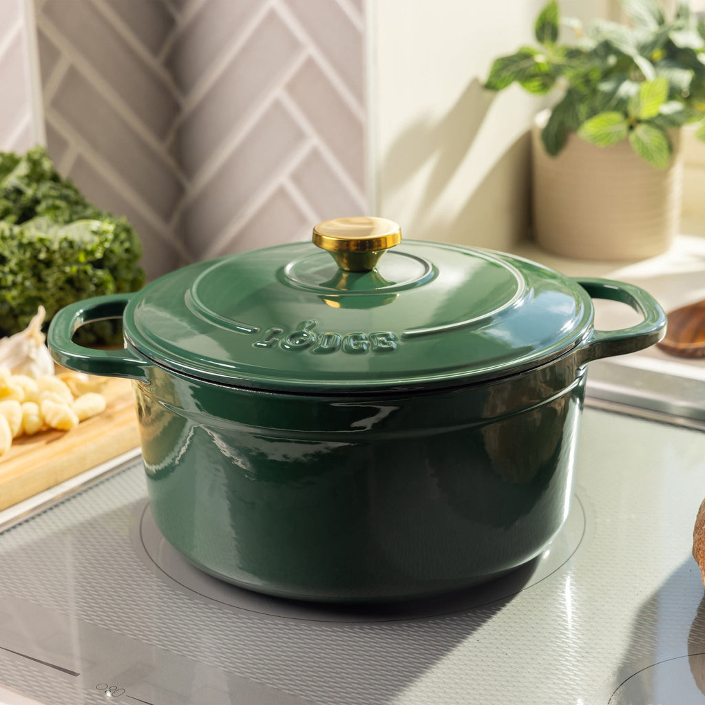Lodge 7 qt Enameled Cast Iron Dutch Oven with Loop Handles, Emerald