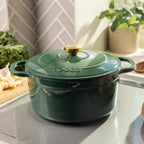 Lodge 7 qt Enameled Cast Iron Dutch Oven with Loop Handles, Emerald