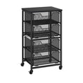Rolling Cart with Drawers, 4-Drawer Storage Cart on Wheels with Wooden Top, Metal Utility Cart with Storage Drawers, Craft Storage Art Cart for
