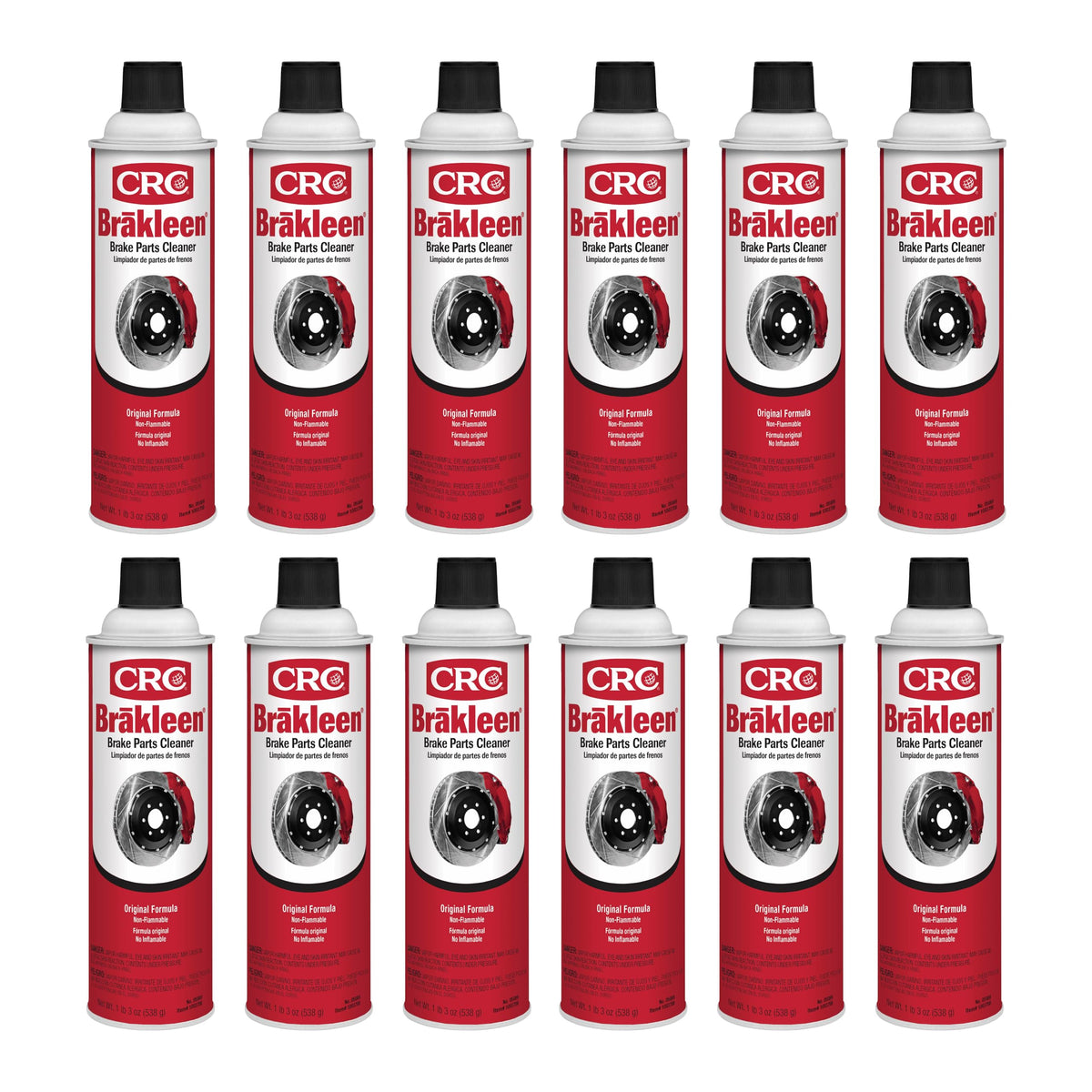CRC Brakleen Brake Parts Cleaner Spray - Non-Flammable - 19 oz (12-Pack)