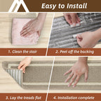 COSY HOMEER Soft Stair Treads 15pcs Non-Slip Carpet Mat 28inX9in,Beige