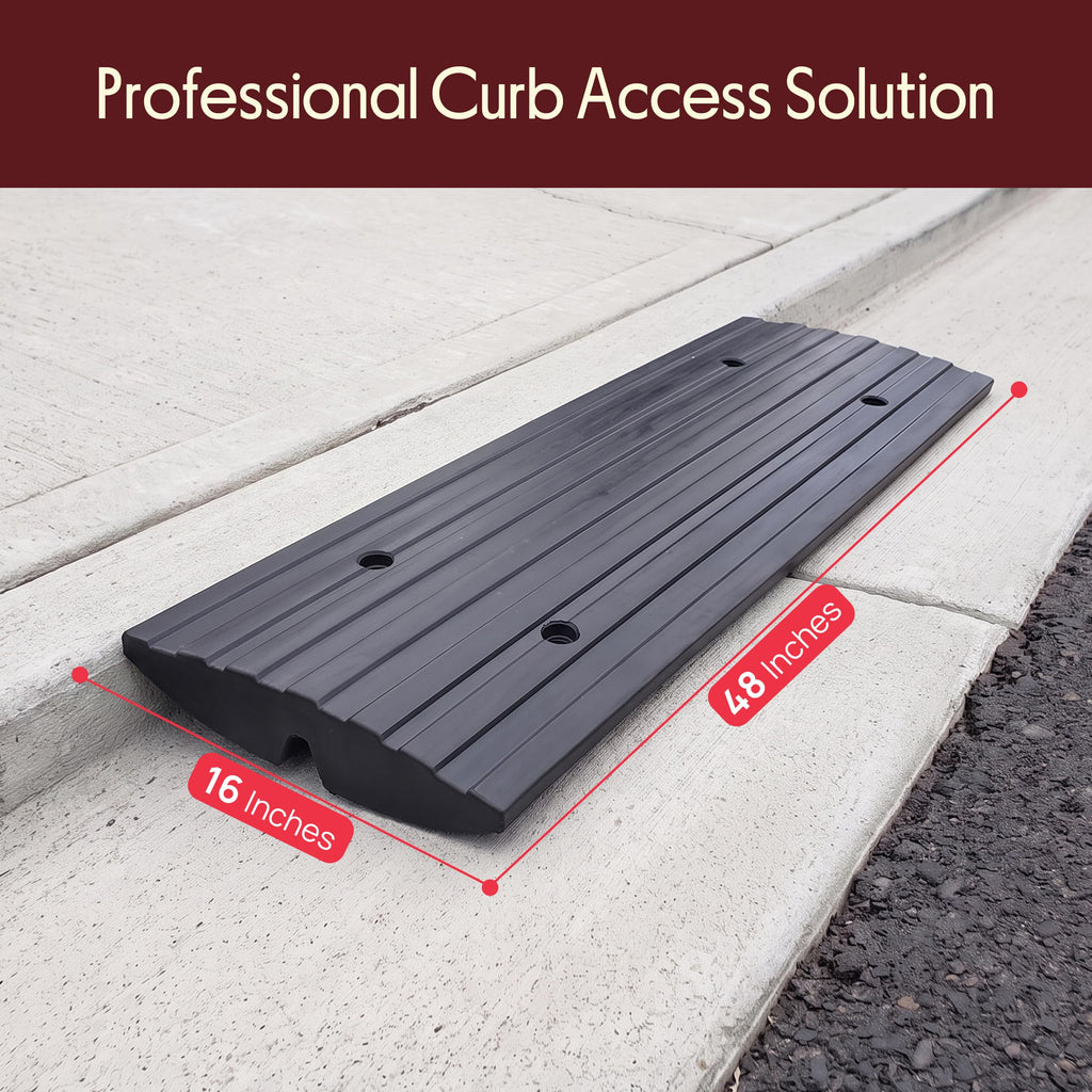 Pyle Car Driveway Curbside Bridge Ramp - Heavy Duty Rubber Threshold Curb Ramp, Used for Loading Dock, Garage, Sidewalk, Truck, Scooter, Bike