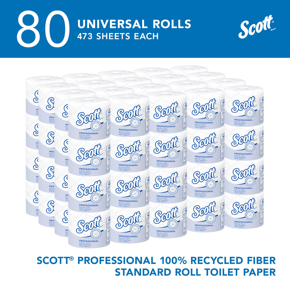 Scott Professional Standard Roll Toilet Paper, Bulk, 80 Rolls (13217)