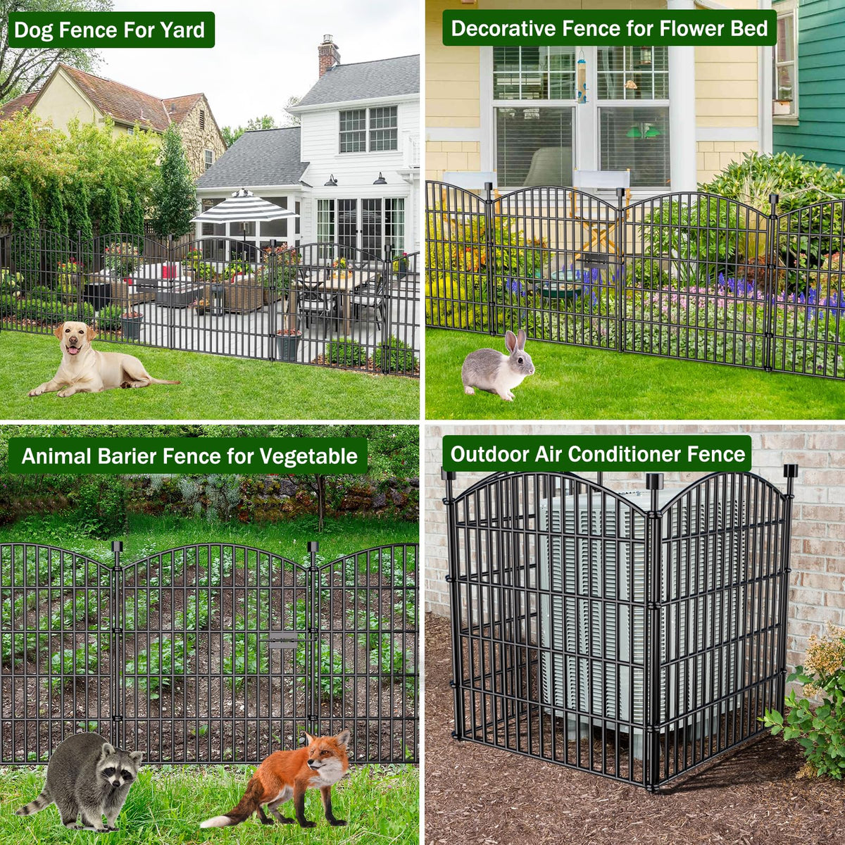 10 Panel No Dig Decorative Garden Fence with Gate 32"H x 23.6'L Dog Barrier