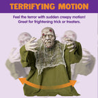 JOYIN Halloween Animated Zombie Groundbreaker Outdoor Decor with Light Up Eyes Creepy Animatronic Decorations with Movable Arms for Halloween Party