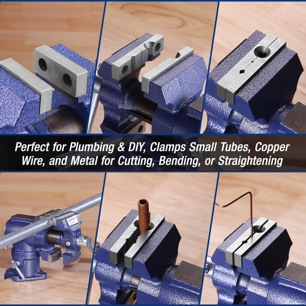 WORKPRO Dual Jaws Table Vise 2.5" & 1.5", 360° Swivel Clamp-On Bench Vise