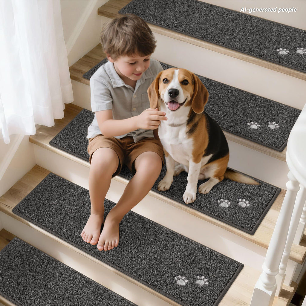BEQHAUSE Stair Treads Non Slip for Wooden Steps 28" x 9", 15pcs, Charcoal