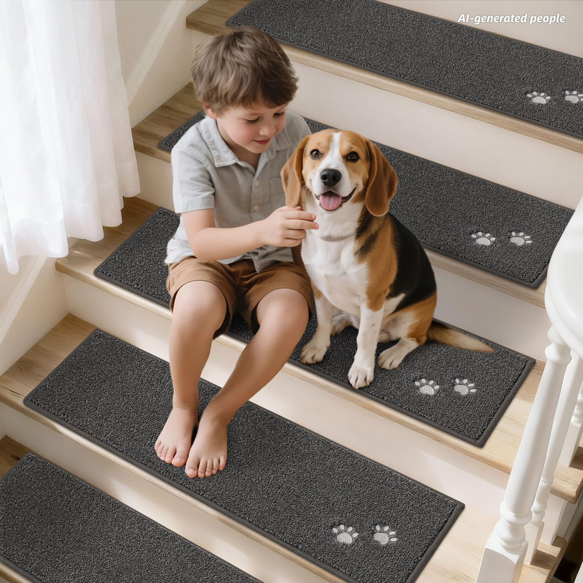 BEQHAUSE Stair Treads Non Slip for Wooden Steps 28" x 9", 15pcs, Charcoal