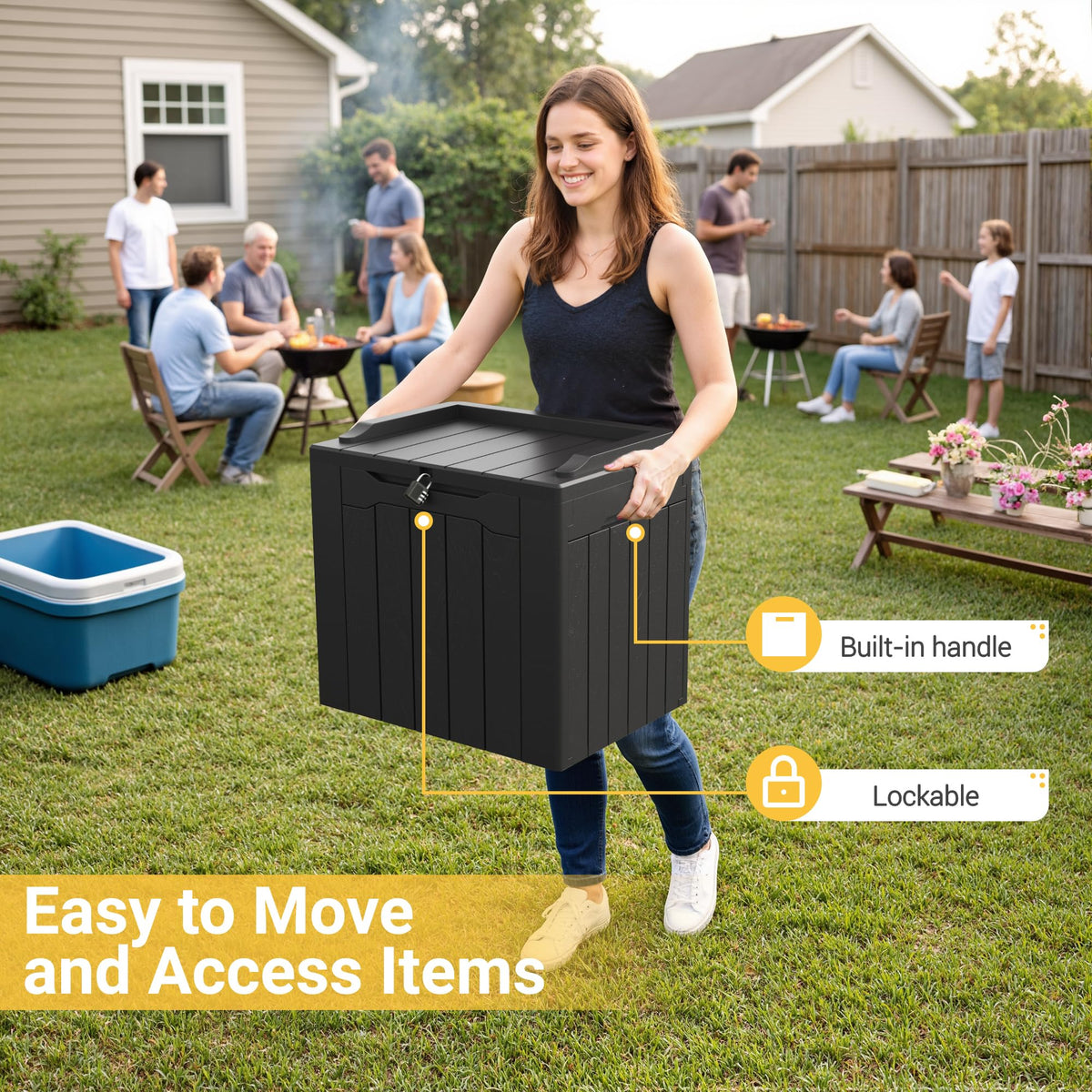 Greesum Outdoor Storage Box 31 Gallon Storage Box with Lid for Patio Furniture, Garden Tools, Pool Supplies, Waterproof and UV Resistant, Lockable