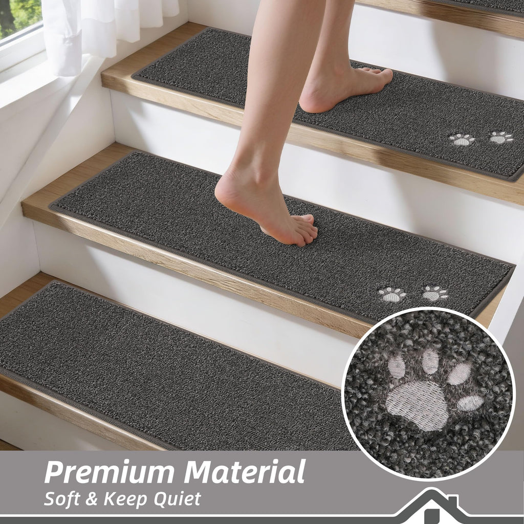 BEQHAUSE Stair Treads Non Slip for Wooden Steps 28" x 9", 15pcs, Charcoal