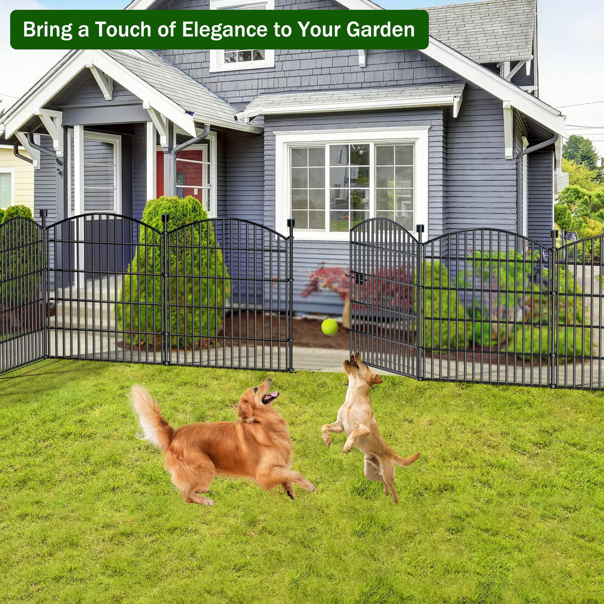 10 Panel No Dig Decorative Garden Fence with Gate 32"H x 23.6'L Dog Barrier