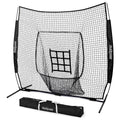 GoSports 7 ft x 7 ft Baseball & Softball Nets - Red, Black, Drip or PRO - Practice Hitting & Pitching Net with Bow Type Frame, Carry Bag and Strike