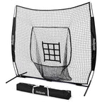 GoSports 7 ft x 7 ft Baseball & Softball Nets - Red, Black, Drip or PRO - Practice Hitting & Pitching Net with Bow Type Frame, Carry Bag and Strike