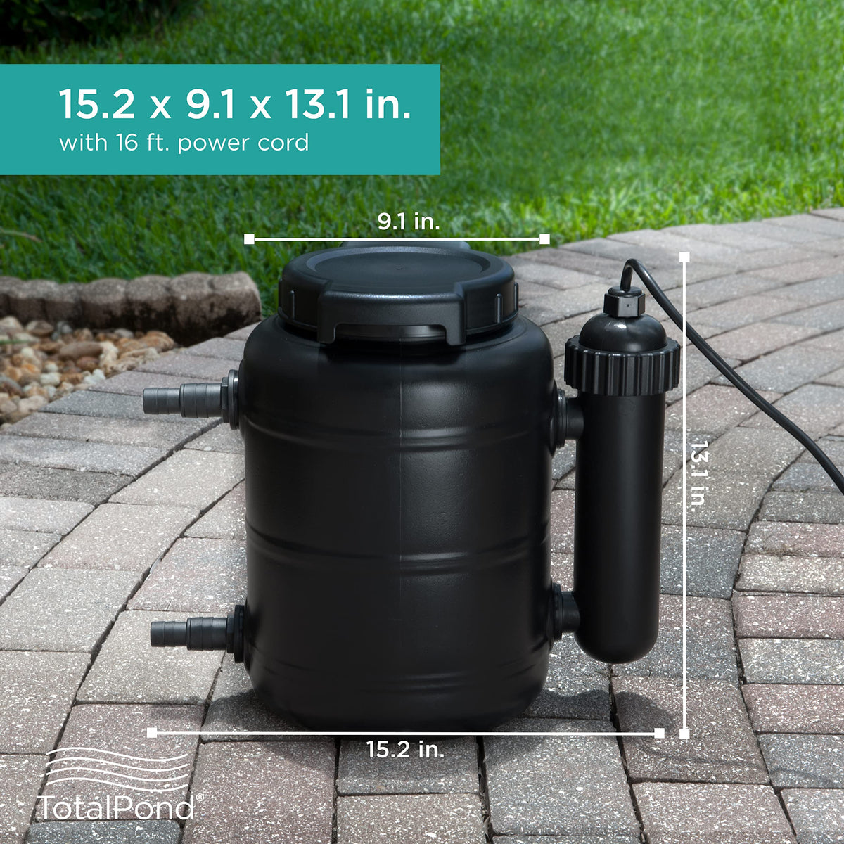 TotalPond Complete Pond Filter with UV Clarifier Black 15.16 x 9.06 x 13.11 in.
