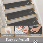 BEQHAUSE Stair Treads Non Slip for Wooden Steps 28" x 9", 15pcs, Charcoal