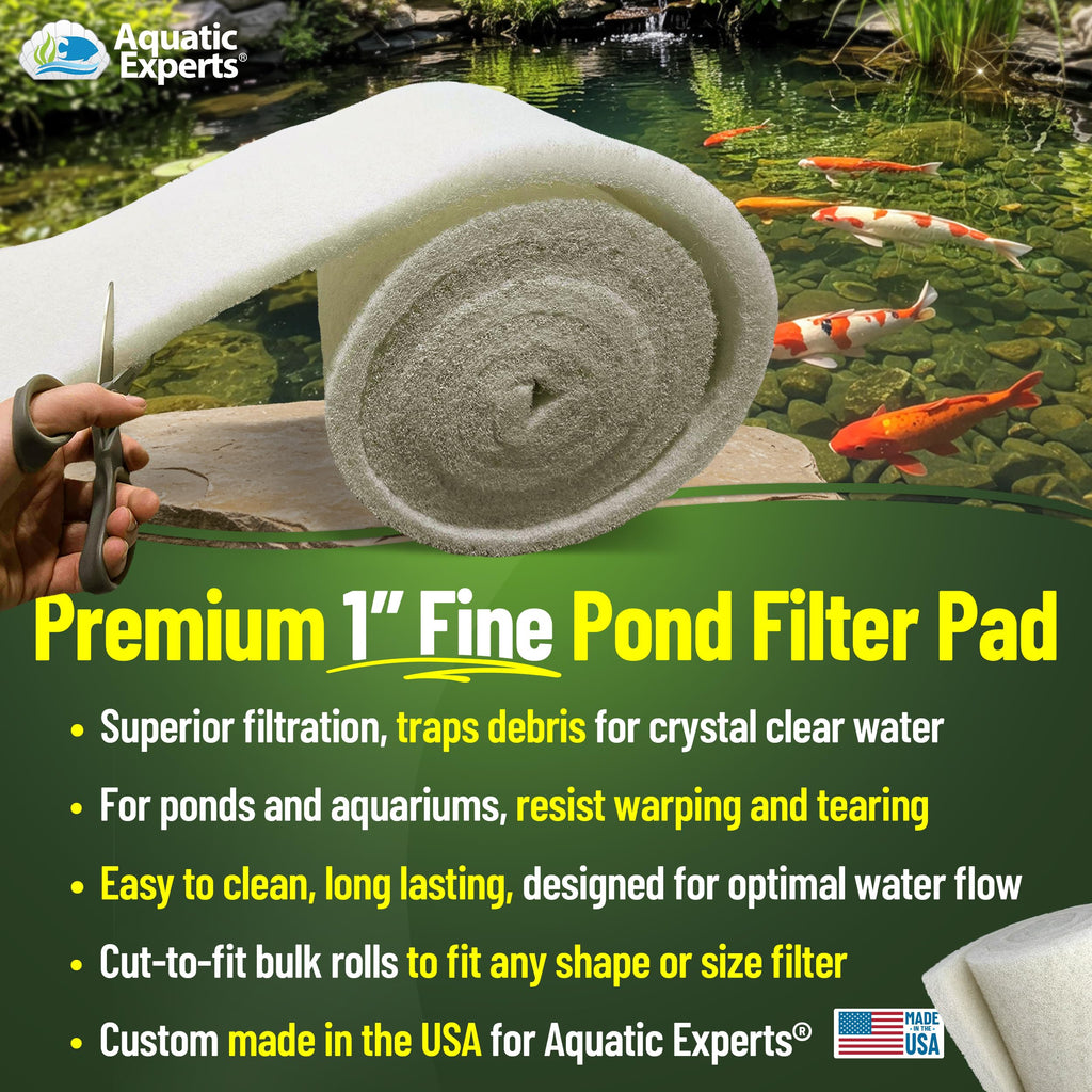 Classic Koi Pond Filter Pad FINE - White Bulk Roll Pond Filter Media, Ultra-Durable Pond Filters for Outdoor Ponds, Reusable Fish Pond Filter